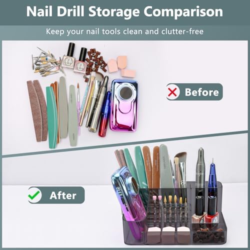 CGBE Nail Drill Holder, 28 Holes Nail Drill Bit Holder- Gray - Image 3