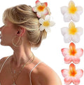 GQLV Hawaiian Flower Claw Hair Accessories for Women - 4PCS Large Nonslip Clips for Thick and Thin Hair, Strong Hold, Cute Banana Clips by Firstchoiceforqualitylife