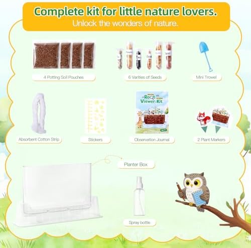 TitaniX Root Viewer Kit for Kids with 6 Seed Varieties, STEM Science Toy & Craft Growing Kits for Boys & Girls, Grow Your Own Plant for Ages 4-8 Birthday Gifts for Boy,4, 5, 6, 7, 8, Year Old - Image 2