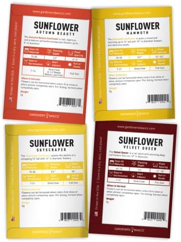 Gardeners Basics Sunflower Seeds for Planting Flowers - Velvet Queen, Skyscraper, Lemon Queen, Giant, Autumn Beauty, Chocolate Cherry, Dwarf Sunspot and Mammoth Bulk Outdoor Flower Garden, Pack of 8 - Image 6