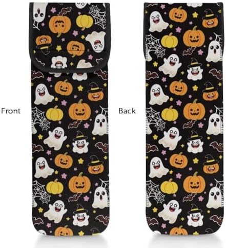 Flashideas Halloween Pumpkin Ghost Flat Iron Case Heat Resistant Neoprene Curling Iron Cover Bag with Pocket Curling Iron Organizers and Storage for Flat Iron, Straightener, Curling Wand/Curling Iron - Image 3