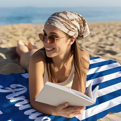 JML Personalized Beach Towel with Name, Custom Cabana Stripe Beach Towel, Customized Microfiber Pool Towel, Quick Dry & Absorbent Swim Towel for Adult,Mother's Day, Birthday, Summer Holiday,Vacation - Image 5