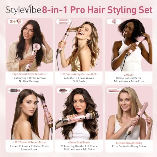 Mythsight StyleVibe Dual Voltage 8-in-1 Air Styler with Diffuser Hair Dryer - Image 5