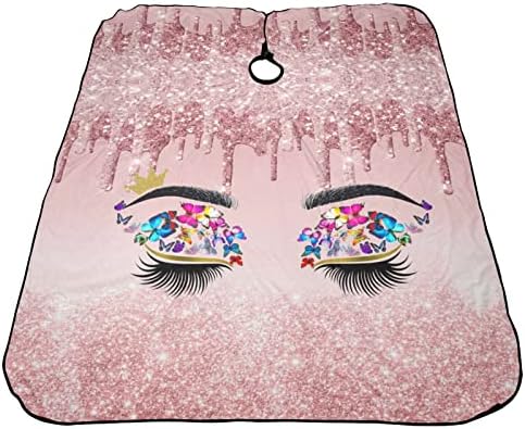 Barber Cape Hello Glitters Gorgeous Eyelash Pink Salon Apron Hair Cutting Cape Barbershop Kits For Women-55''X66'' - Image 4