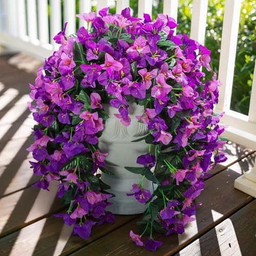 Faux Bougainvillea Artificial Flowers Plants for Outdoors Outside Decoration, 2pcs Realistic Fake Flowers UV Resistant Silk Long Trailing Vines for Front Door Planter Patio Balcony Yard Garden, Mix - Image 2