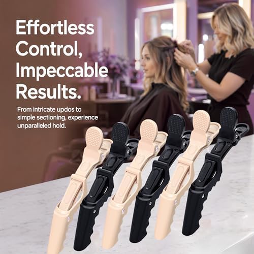 30 Pack Alligator Hair Clips, Sectioning Clips for Salon Coloring, Cutting & Styling, Durable Plastic Barber Hairdressing Tools, Strong Grip Crocodile Clips for Women Men Kids (Black+Dusty Pink) - Image 5