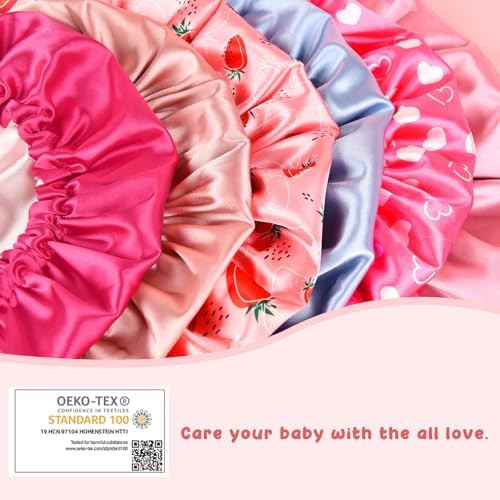 YANIBEST Baby Satin Bonnet Sleep Cap - Double Layer Reversible Adjustable Silky Satin Cap for Infant Toddler(6-36 Months,Hot Pink) - Image 6