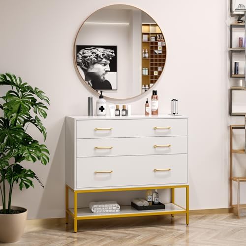 OmySalon Salon Stations for Hair Stylist, Barber Station with Mirror, 3 Drawers, Shelf & Tool Holders, Hair Storage Cabinet Organizer Table for Beauty Spa, White by OmySalon