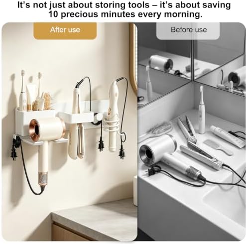 No-Drill Hair Dryer Holder Wall Mount for Bathroom - Image 4