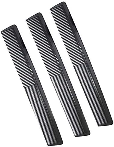 3 Pack Carbon Fiber Cutting Comb - Professional 8.15' Styling Comb for All Hair Types, Fine and Wide Tooth by AFT90