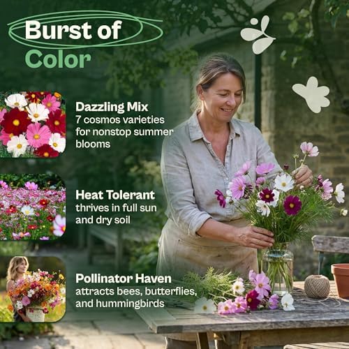 SVI 3000 Mix Crazy for Cosmos Seeds (Cosmos bipinnatus) – Cosmo Mix Wildflower Seed Packets – Easy Grow Annual, Bulk Flower Seeds for Outside Flower Garden, Containers, Flowers Beds - Image 3
