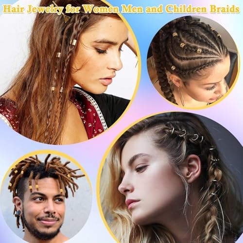 Lucomb 220 Pcs Gold Hair Jewelry for Braids, Loc Jewelry for Hair Dreadlock, Loc Charms for Women, Metal Gold Braid Rings Cuffs Clips for Dreadlock Accessories Clip Braids Extensions Decorations - Image 6