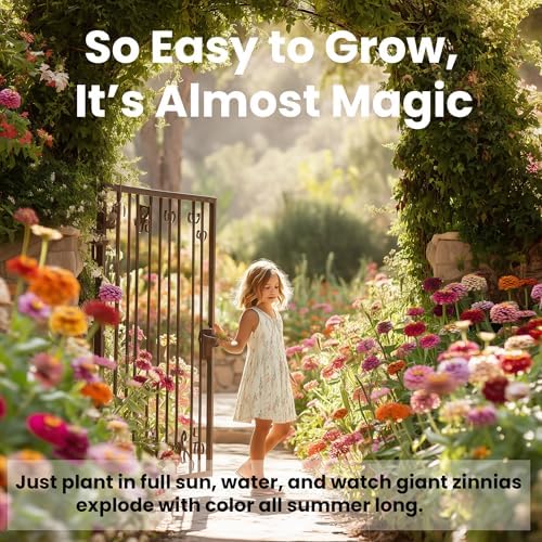 NatureZ Edge Zinnia Seeds for 2026 Planting Outdoors, Over 8250 Flower Seeds, 2 Oz, Non GMO Made in USA, Bulk Semillas De Flores para Sembrar, California Giants, Easy to Grow Zinnia Seed Mix - Image 4