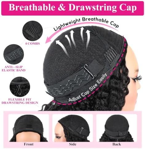 Burmese Curly Half Wig Human Hair for Black Women 22 Inch Natural Black - Image 5