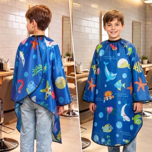 FEBSNOW Kids Barber Cape with Sleeves, Hair Cutting Cape for Boys and Girls - Image 5