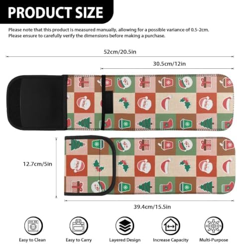 Red Green Christmas Plaid Flat Iron Case Heat Resistant Neoprene Curling Iron Cover Bag with Pocket Curling Iron Organizers and Storage for Flat Iron, Straightener, Curling Wand/Curling Iron - Image 6
