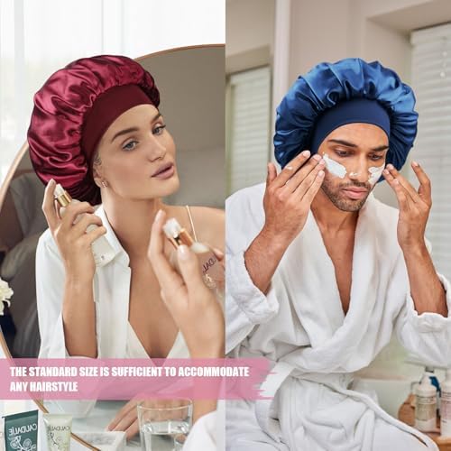 Satin Silk Bonnet for Hair, Double Layer Sleep Cap for Men & Women - Image 6