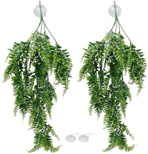 2pcs Reptile Plants for Bearded Draded Tank Accessories, Terrarium Plants Artificial Decor for Snake Cage, Fake Plant for Leopard Gecko Habitat, Lizard Chameleon Ball Pythons (Group B2) by MEPHANReptilePlantsforTankAccessories