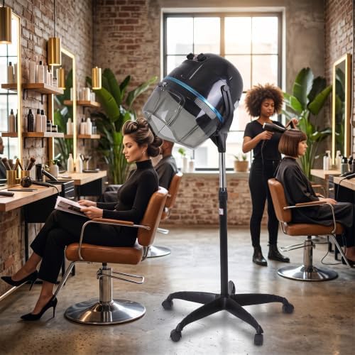 Hooded Floor Dryer, Professional Rolling Standing Hair Dryer Hair Processor Adjustable Hooded Hair Bonnet Dryer Salon Hair Styling Tool for Hot Perm Hair-Drying Hair Treat Hair Treatment - Image 6
