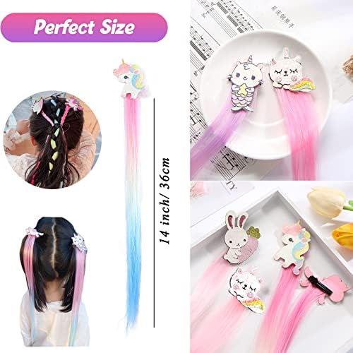 Ideal Swan 6pk Unicorn Hair Clips, Rainbow Extensions Accessories for Girls - Image 2