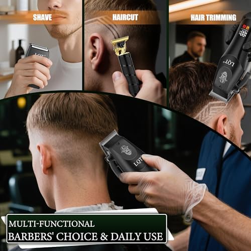 Hair Clippers for Men Professional, Beard Trimmer Kits & Sets, Electric Shavers, Hair Clippers & Trimmer Ceramic T-Blade, for Barber,for Men (Black) - Image 6