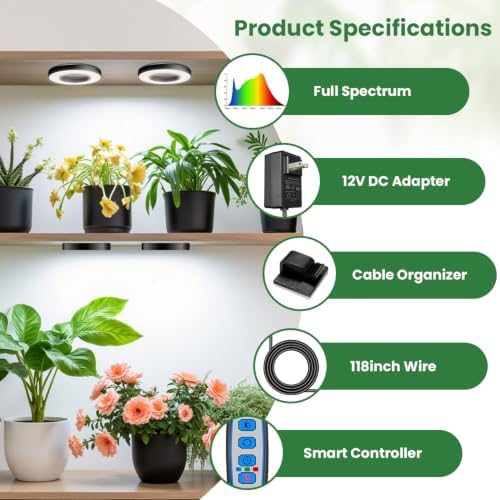 3.5" Grow Lights for Indoor Plants, 36W Full Spectrum Plant Light - Image 3