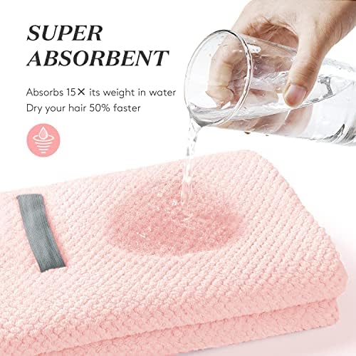 YFONG Large Microfiber Hair Towel Wrap for Women, 26" X 40" Super Absorbent - Image 6