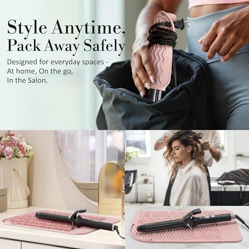 Large Vanity Mat, Heat Resistant Mat for Hair Tools, Vanity Décor, Rose - Image 6