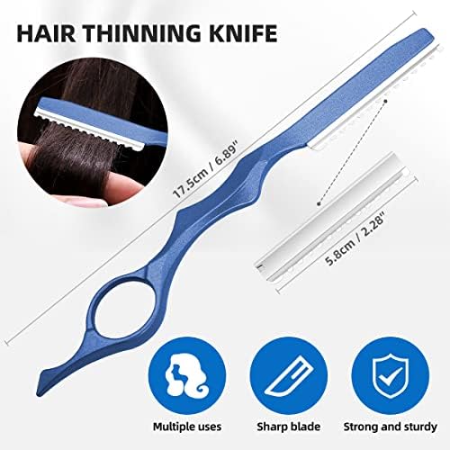 6.89 inch Hair Cutting Scissors Set With Thinning Knife - Blue - Image 4