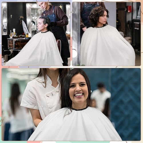 Professional Hair Cutting Cape with Neck Duster Brush, Large Size Salon Barber Cape for Men, Women and Kids(White) - Image 6