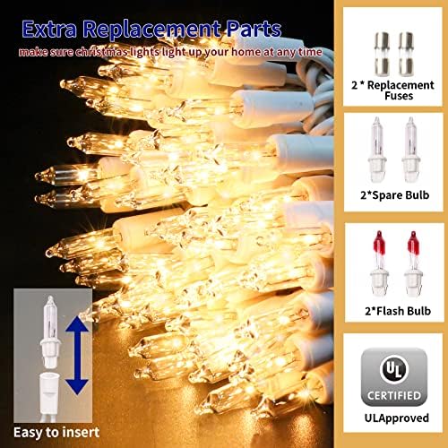Ultra-Bright Connects End to End Warm White Christmas Mini Light 300L 63.8Ft(2Sets-Each 150L)UL Listed Incandescent Bulb String Light for Indoor Outdoor Holiday Garden Christmas Tree Decor - Image 2