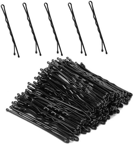 2.2 Inch Black Hair Bobby Pins Metal Clips Twisted Spiral Curved Ball Tips Non-slip Decorative Long Short Women Girls Nickel Free Hairdressing Wedding Accessories with Case 100 PCS by Pagabach
