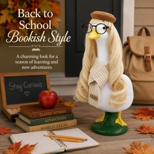 Fall Preppy Academia Porch Goose Outfit with Blonde Wig, 4-Pieces - Image 2