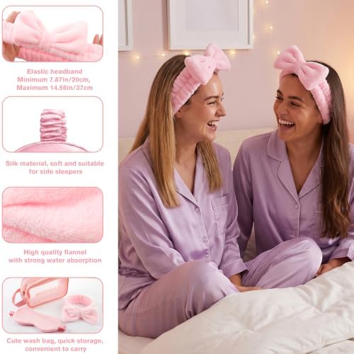 CWJCYTNSN 15 PCS Women Spa Headband and Wristband Set for Washing Face, Skincare Makeup Headband Women and Teen Girl Gifts Trendy Stuff（Pink） - Image 4
