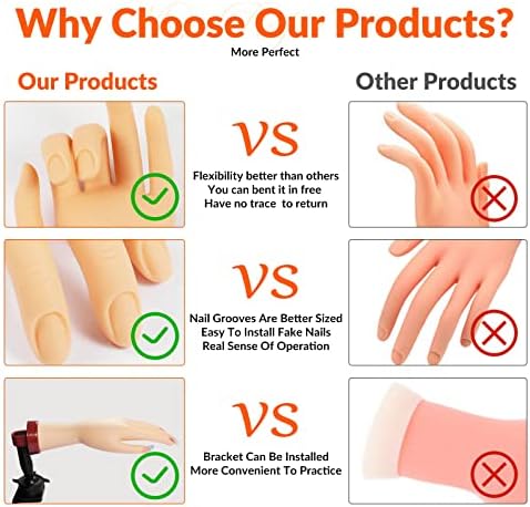 FU SHEN Practice Hand for Acrylic Nails,Mannequin Hands for Nails Practice,Nail Art Hand Nail Training Hand Nail Fake Hand Nail Hand Practice Acrylic Nail Hand 1Pcs Nude Hand - Image 4