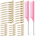 MORGLES 70PCS Metal Hair Roller Clips Golden with Rat Tail Combs for Women by Morgles