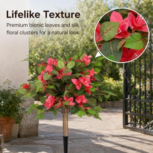 Artificial Bougainvillea Tree with Spike -3FT Faux Bougainvillea Tree with Realistic Flowers, Tall Fake Fall Flower Tree for Indoor or Outdoor Decor, Silk Floral Plant for Porch, Garden (Pink) - Image 2