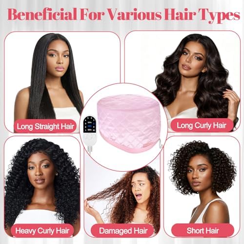 TEPENAR Hair Steamer for Deep Conditioning: Upgraded Heat Cap with 10-Level Fast Heating 3 Time Settings for Natural Hair Portable Thermal Steam Cap for Home Hair Treatment - Pink - Image 7