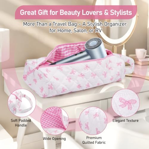 Hair Tool Organizer Travel Bag for Curling Irons & Dryers (Pink Bow) - Image 5