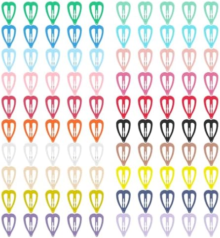 ECADY 100-Piece Metal Snap Hair Clips for Girls, Toddlers, and Kids - Perfect for Fine Hair, Thick Hair, and More - Featuring Fun Heart Designs by ECADY
