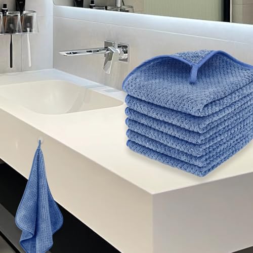 MaopaoBeauty 6 Pack Washcloth Set Towels - Quick Drying & Absorbent Microfiber Gym Towels 13x13 inches - Lightweight & Thin Yoga Towels - Multi-Purpose Camping Towels for SPA, Hotel & Bathroom, Blue - Image 7