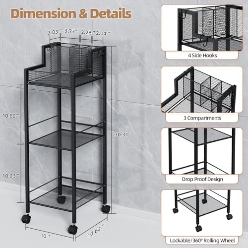 VITVITI Metal Hair Tool Organizer Shelf, Bathroom Storage Shelf Cart, Black - Image 6