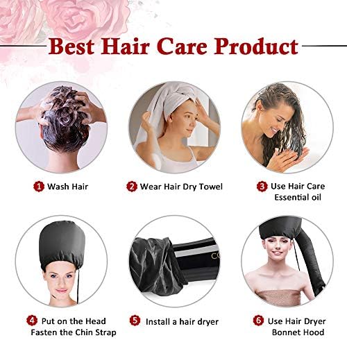 Bonnet Hood Hairdryer Attachment - Upgraded Hair Dryer Bonnet with Chin Strap and Longer Extended Hose More Easy to Enjoy Styling, Curling and Hair Deep Conditioning, Free Carrying Case Hooded Dryer. - Image 6