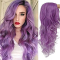 Long Curly Wavy Purple Wig for Women Side Part Colorful Wig Cosplay Costume Synthetic Replacement Wig for Women by Beweig