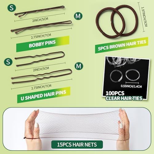 YGDZ Dance Hair Accessories Kit, Ballet Dance Stuff, Hair Nets for Buns, Bobby Pins Brown, Clear Elastic Hair Ties, Dance Competition Must Haves for Ballet Girls Women，Brown - Image 2