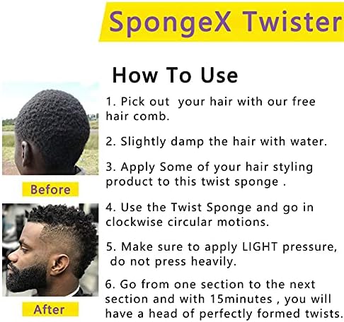 2Pcs Yellow Curl Sponge Set for Men & Women - Small Holes Design, Two-Sided for Natural and Black Hair Styles, Twist Sponge Brushes - Image 5