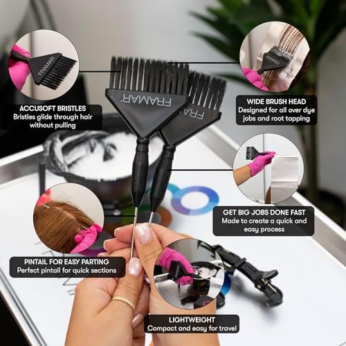 Framar Pin Tail Hair Color Brush Set, Hair Dye Brush Kit – 2 Pack Black - Image 2