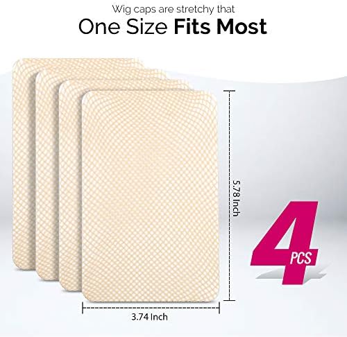 FANDAMEI Wig Cap, 4PCS Light Brown Mesh Wig Cap Net, Closed End Hair Mesh Net Wig Caps, Liner Weaving Caps for Women, Men, Kids - Image 2