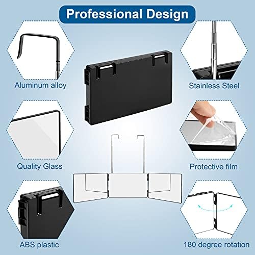 LMZNXCZ 3 Way Mirror for Self Hair Cutting,360 Haircuts Men for Barber Use Tools,to See Back of Head,Tri Fold Mirror with Portable Height Adjustable Telescoping Hooks - Image 3