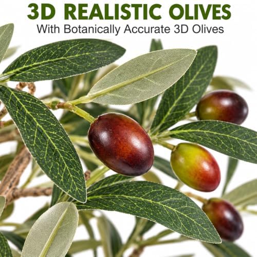 7ft Artificial Olive Tree with Tall Exquisite Planter Realistic Faux Olive Tree with Thick Trunk and Lifelike Leaves - Large Fake Olive Tree for Home Living Room Office Decor - Image 7